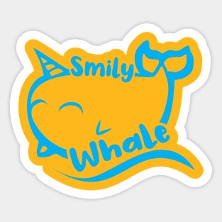 the smily whale white art work by pams Sticker